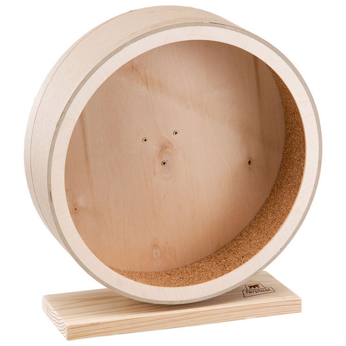 Ferplast Ruota Criceto, Accessorio Gabbia per Criceti, Topi Cincilla, Ruota Silenziosa con Antiscivolo, 12,8 x h 35,5 cm, ARCADE WHEEL diametro 32,5 cm, Ruota Gioco Legno per Criceti, Topi Cincilla'