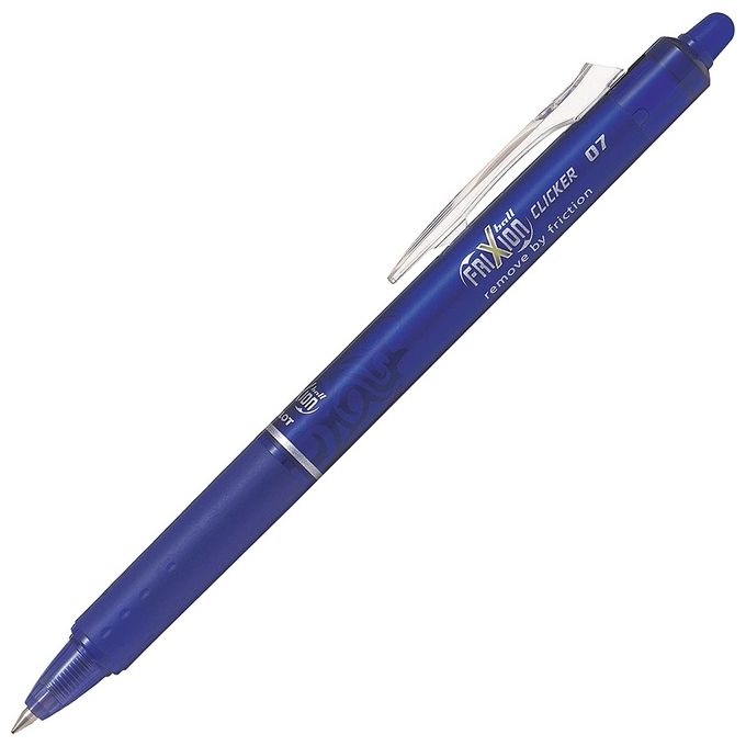 Pilot 006791 FriXion Ball Clicker Penna Sfera Roller Ricaricabile con inchiostro Gel Cancellabile Punta 0.7mm Blu