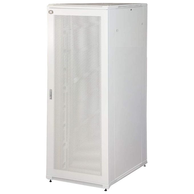 Link Armadio Rack 19'' 42U Colore Grigio Porta Traforata con Guidacavi Laterale