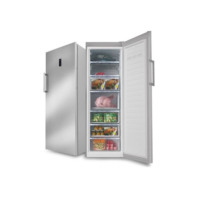 Schaub Lorenz SSCVND300X - Congelatore Verticale 300 L, 176 cm, Classe F, 45 dB, Total No Frost, 7 Cassetti, Inox