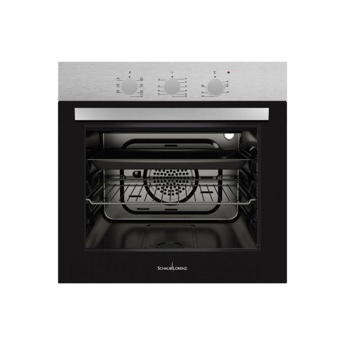 Schaub Lorenz SSFE6X7BC Forno Elettrico Multifunzione con Grill da incasso Capacita' 80 Litri Classe Energetica A 7 Programmi Ventilazione tangenziale 60cm Nero-Inox