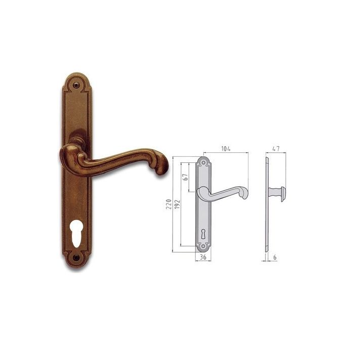 Ghidini 290088500 Maniglia Ottone Brunato Barocco Q8 Yale