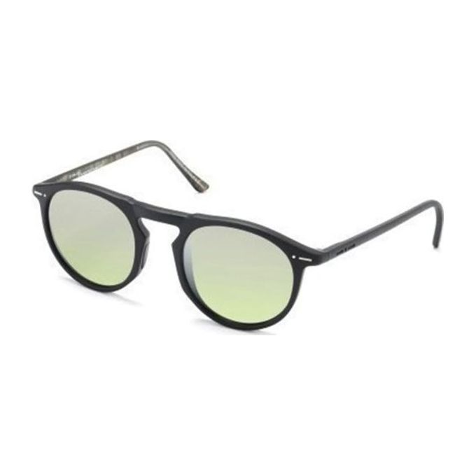 Italia Independent Occhiali da Sole Modello 0703 THIN ROUND SUN B2 BLACK BUT Montatura in Plastica con Lenti Verdi per Protezione UV