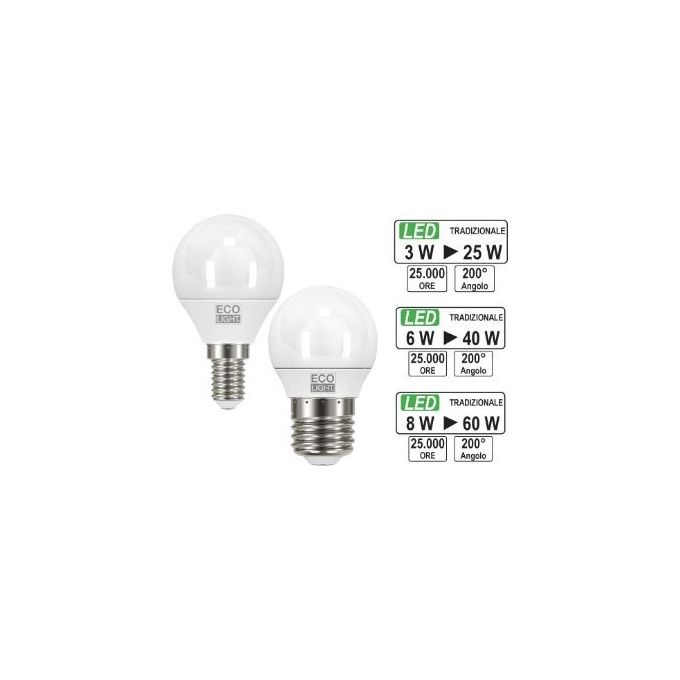 Bisonte Lampadina Led Sfera E27 6W=40W 470lm 4000k