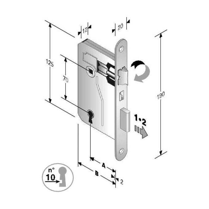 Bonaiti Serratura Patent mm 8x70 e25 bt Bronzata gb