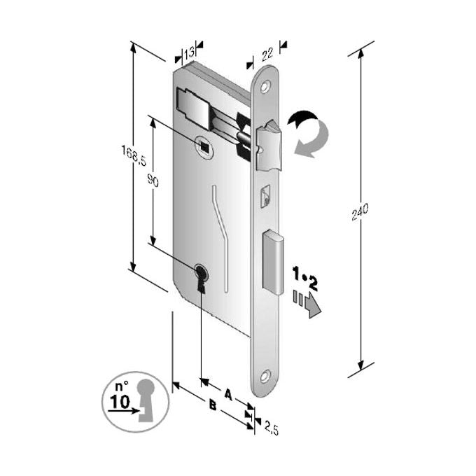 Bonaiti Serratura Patent mm 8x90 e50 bt Bronzata gb