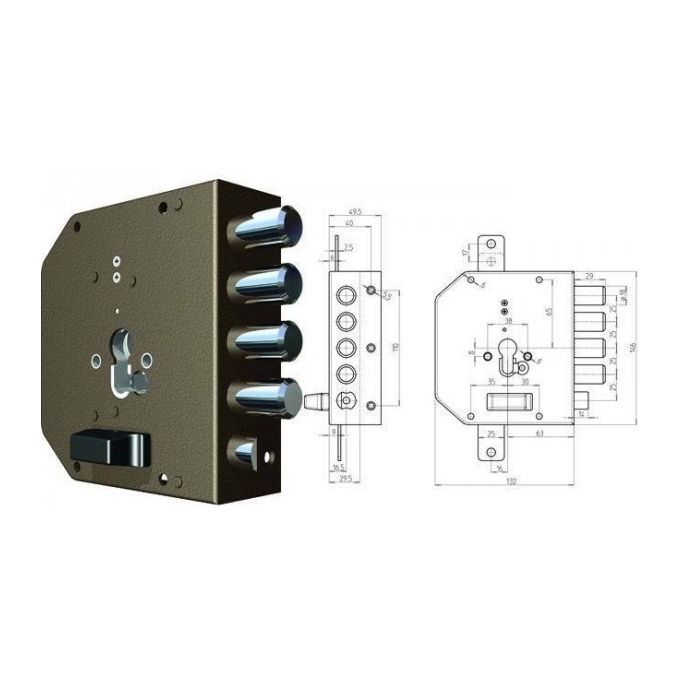Vigor-Blinky Serrature CR da Applicare 2050g-01mc con Scrocco Dx 60mm