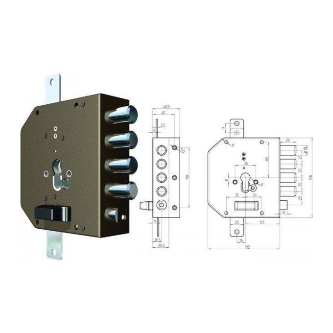 Vigor-Blinky Serrature CR da Applicare 2250g-51mc con Scrocco Sx 60mm