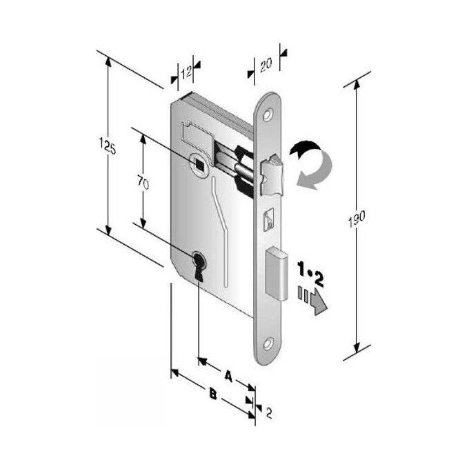 Bonaiti Serratura Patent mm 8x70 e45 bt Bronzata gb