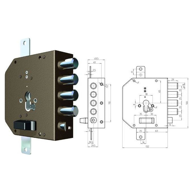 Vigor-Blinky Serrature CR da Applicare 2250g-01mc con Scrocco Dx 60mm