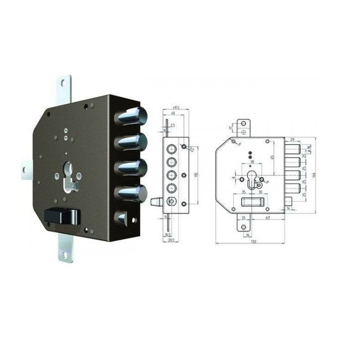 Vigor-Blinky Serrature CR da Applicare 2350g-01mc con Scrocco Dx 60mm