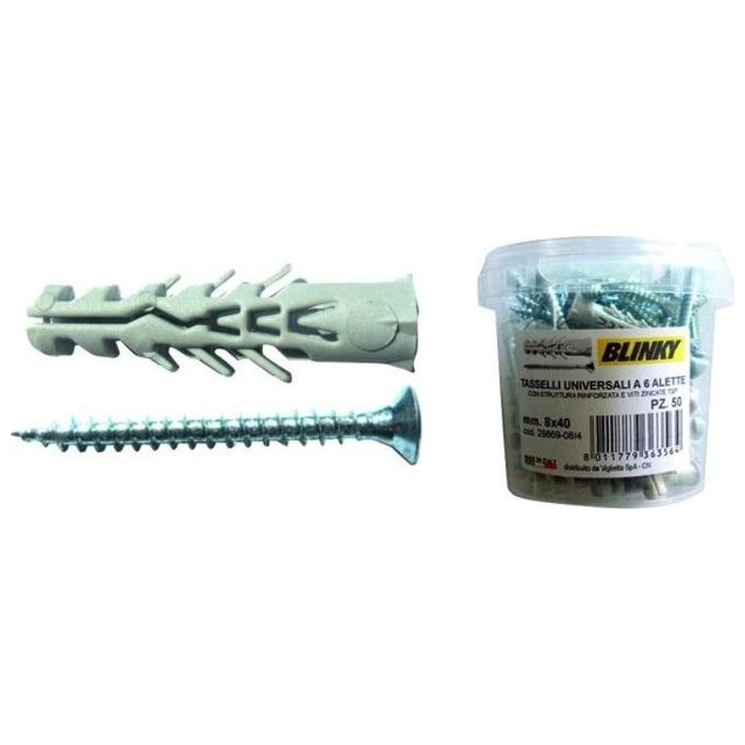 Blinky Tasselli 6-Alette Secchio 150 Pezzi con Vite 5mm
