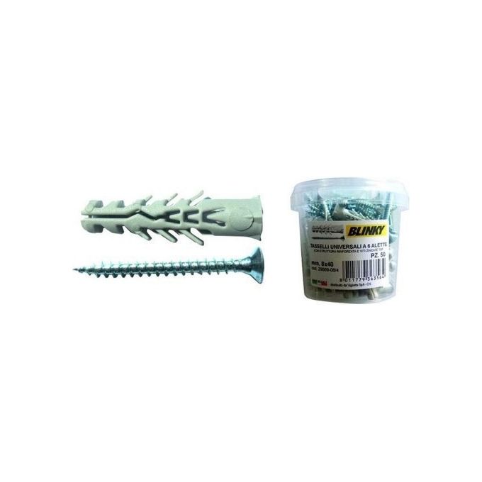 Vigor-Blinky Tasselli 6-Alette Secchio 100 Pezzi con Vite 6mm