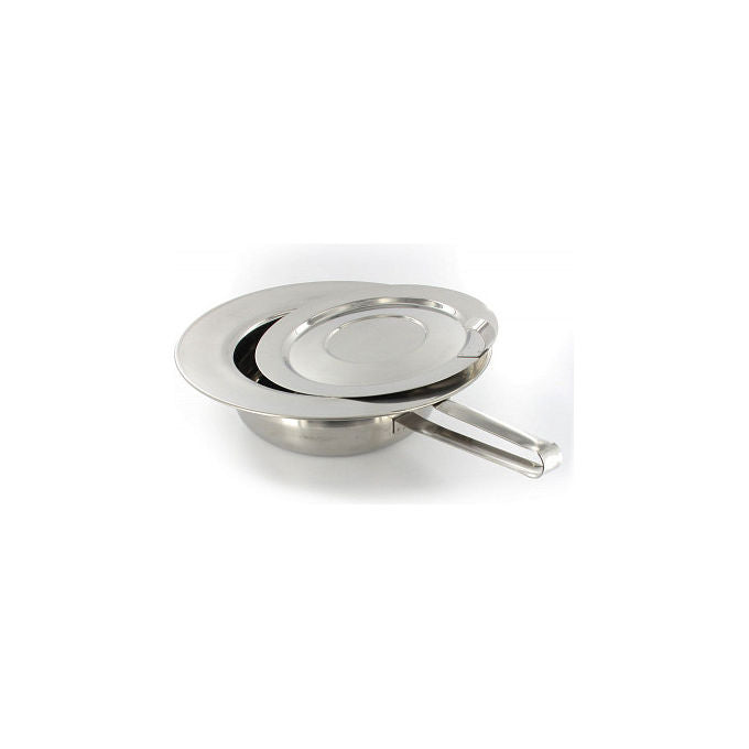 PADELLA IN ACCIAIO INOX CON COPERCHIO - 320 x 85 mm - con manico