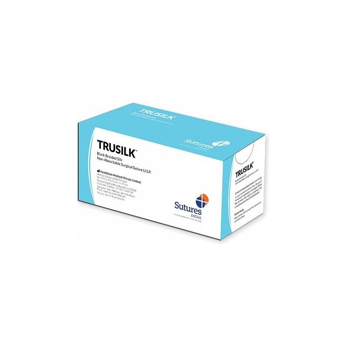 SUTURA NON ASS. TRUSILK calibro 0. curva 1 2. ago 30 mm - 76 cm - nero