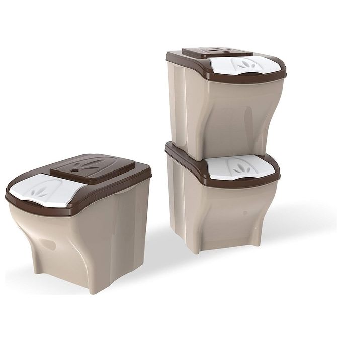 Bama Poker Pet Contenitori Set 3 Pezzi, Beige, 28x40x31 cm