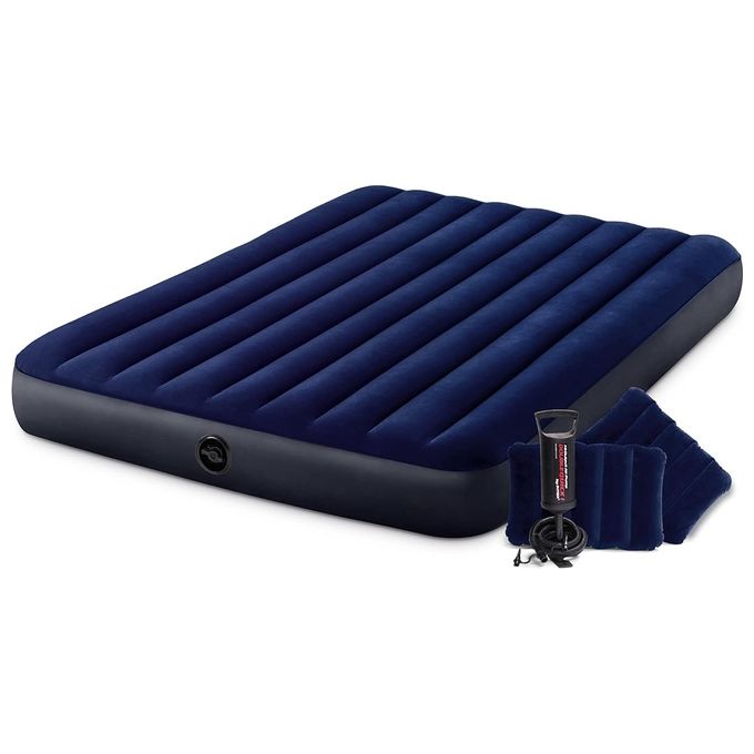 Intex 64765 Materasso Matrimoniale Gonfiabile Blu 152x203x25 cm 152x203x25cm Con Cuscini Single