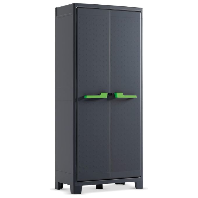 Keter Moby Alto Armadio Impermeabile Certificato Ipx3 con Maniglia Verde o Grigia Dimensioni 80X44X182H Multifunzionale per Esterno