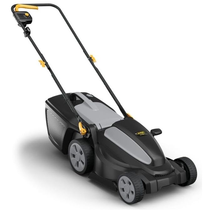 Alpina Tagliaerba elettrico a spinta con larghezza di taglio di 38 cm, sacco di raccolta dell'erba da 40 litri e un motore da 1400 W