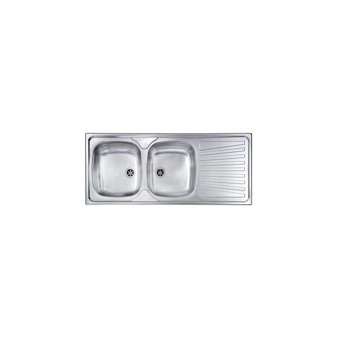 CM 011557SCSSX Serie Mondial 3'' Lavello Acciaio inox prelucidato da incasso Gocciolatoio a Destra 2 vasche 116X50cm