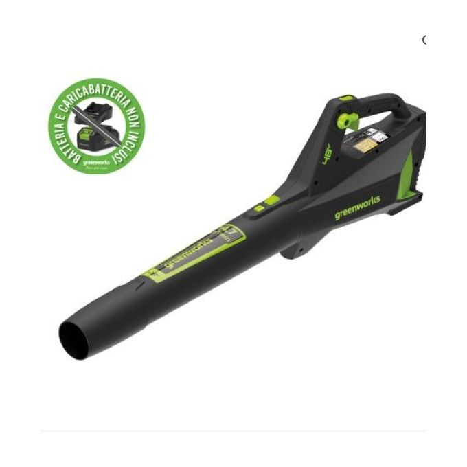 Greenworks GD48AB Soffiatore Assiale 48V per Uso Professionale in Giardino con Potente Motore Elettrico Senza Fumi