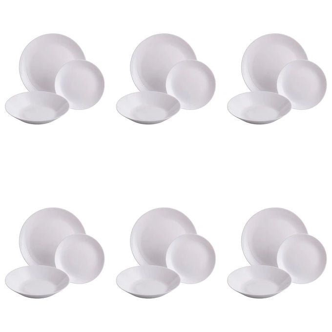 Villa d'Este 5926189 Simply White Servizio Piatti 18 pezzi Vetro Opalino Finitura Lucida 6 posti tavola colore Bianco Opale