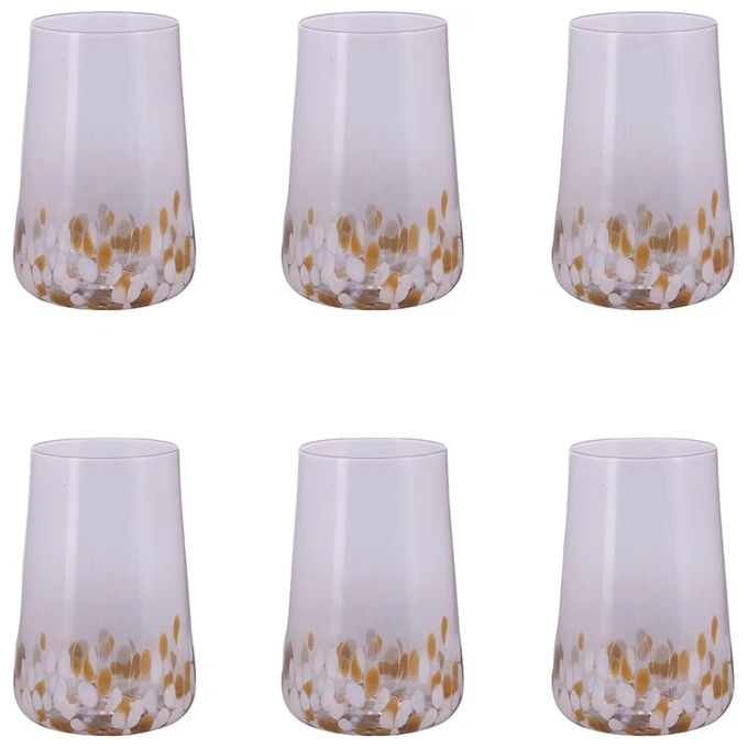 Villa d'Este 5925106 Lilia Gold Set 6 Bicchieri Acqua 590 ml Vetro colore Trasparente