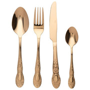 Villa d'Este 5923695 Wonderland Set Posate 24 pezzi Acciaio Inox 18-10 Finitura Lucida Impugnatura in Rilievo colore Oro Lucido