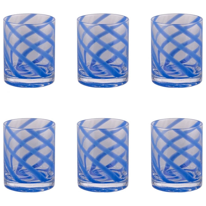 Villa d'Este 5925977 Vertigo Set 6 Bicchieri Acqua 340 ml Vetro colore Blu