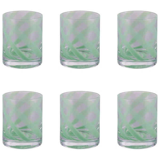 Villa d'Este 5925976 Vertigo Set 6 Bicchieri Acqua 340 ml Vetro colore Verde