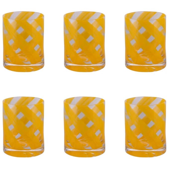 Villa d'Este 5925975 Vertigo Set 6 Bicchieri Acqua 340 ml Vetro colore Giallo