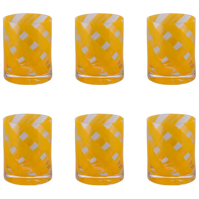 Villa d'Este 5925975 Vertigo Set 6 Bicchieri Acqua 340 ml Vetro colore Giallo
