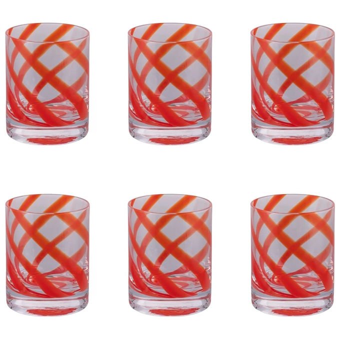 Villa d'Este 5925974 Vertigo Set 6 Bicchieri Acqua 340 ml Vetro colore Rosso