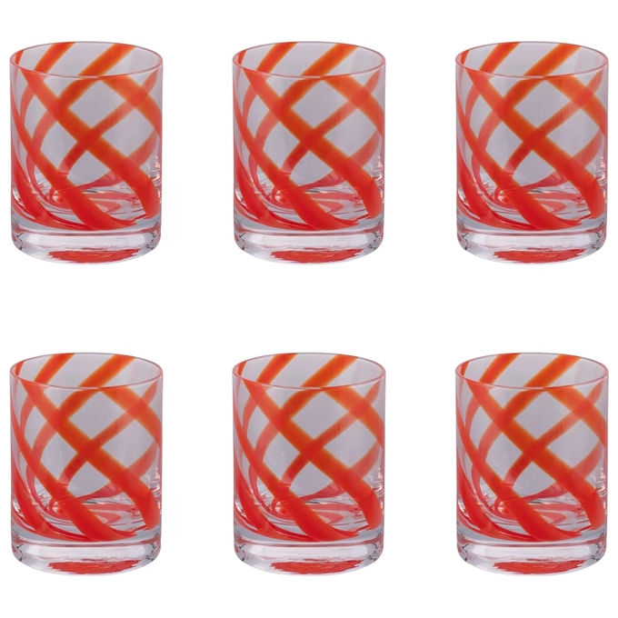 Villa d'Este 5925974 Vertigo Set 6 Bicchieri Acqua 340 ml Vetro colore Rosso