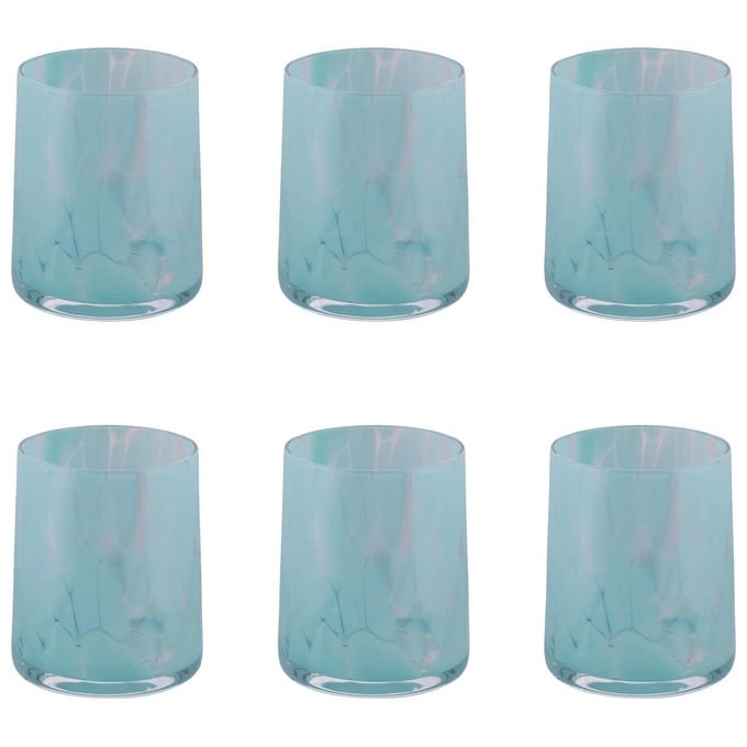 Villa d'Este 5925972 Thalia Set 6 Bicchieri Acqua 350 ml Vetro colore Turchese