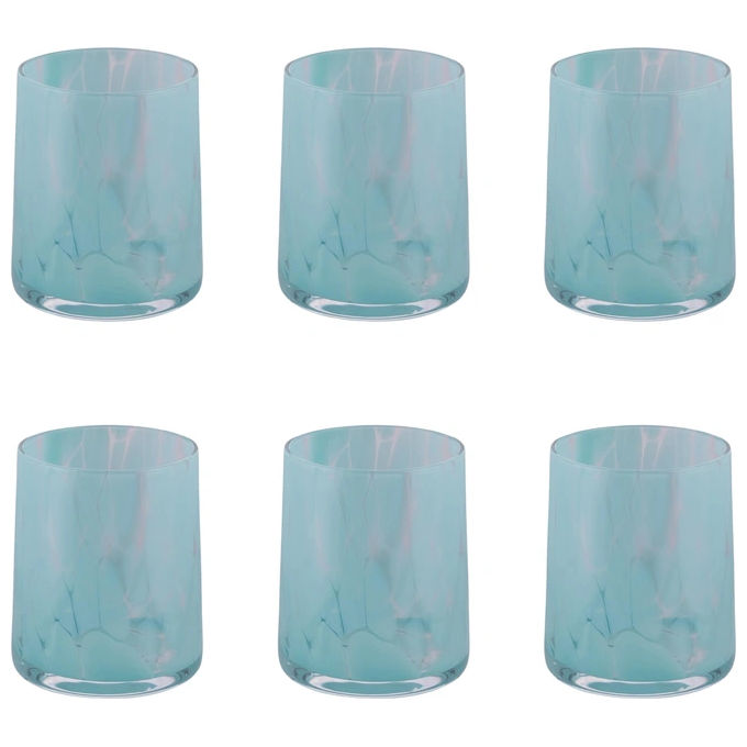 Villa d'Este 5925972 Thalia Set 6 Bicchieri Acqua 350 ml Vetro colore Turchese
