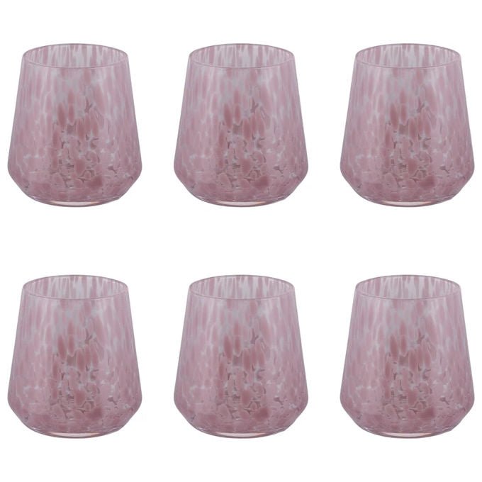 Villa d'Este 5925330 Candy Set 6 Bicchieri Acqua 410 ml Vetro colore Rosa