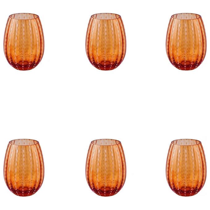 Villa d'Este 5925119 Shiraz Set 6 Bicchieri Acqua 525 ml Vetro colore Ambra