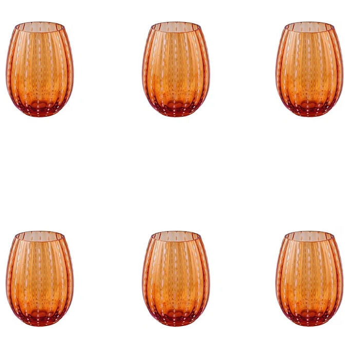 Villa d'Este 5925119 Shiraz Set 6 Bicchieri Acqua 525 ml Vetro colore Ambra