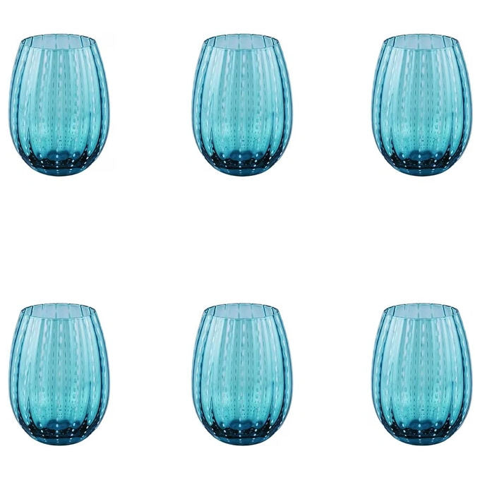 Villa d'Este 5925117 Shiraz Set 6 Bicchieri Acqua 525 ml Vetro colore Blu Ocean