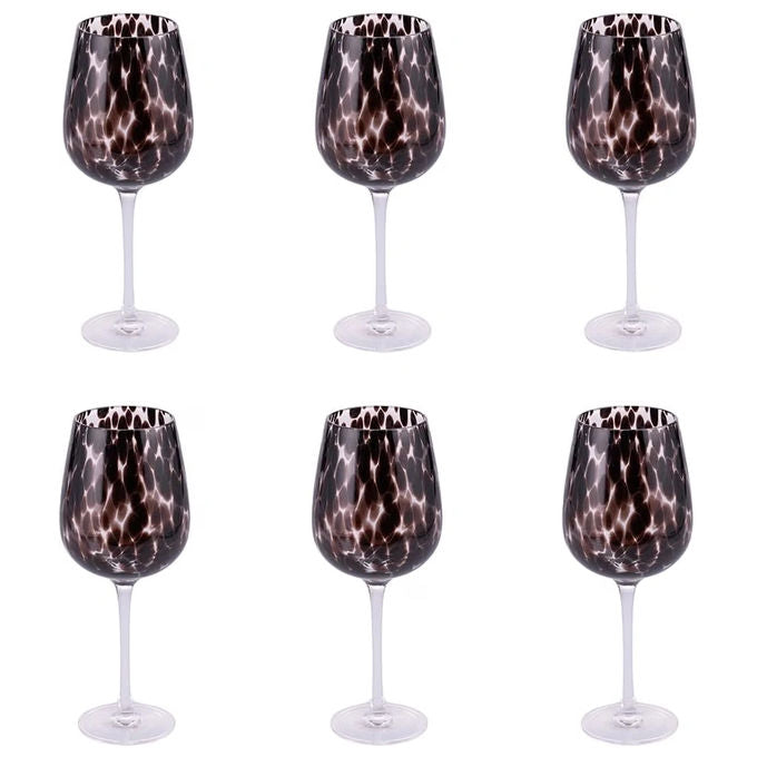 Villa d'Este 5925101 Jamila Set 6 Calici 510 ml Vetro colore Trasparente Pallini Neri