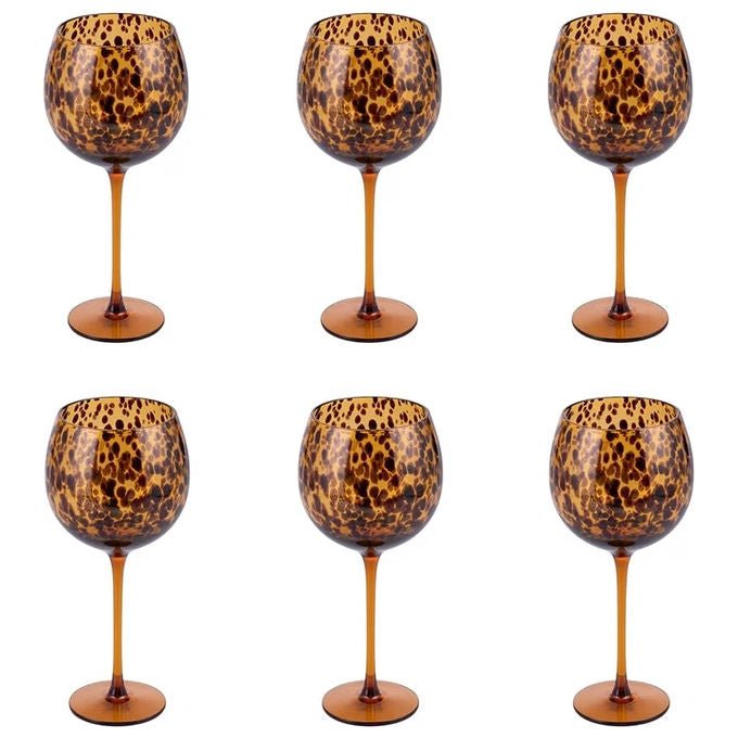 Villa d'Este 5925100 Jamila Set 6 Bicchieri Cocktail 515 ml Vetro colore Ambra Pallini Marroni