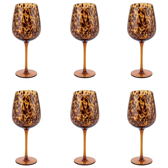Villa d'Este 5925098 Jamila Set 6 Calici 510 ml Vetro colore Ambra Pallini Marroni