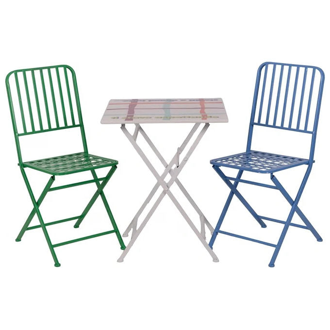 Villa d'Este 5927475 More Amor Set Tavolo e Sedie Metallo 1 Tavolo e 2 Sedie colore Multicolor