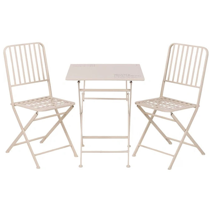 Villa d'Este 5927333 Victionary Set Tavolo e Sedie Metallo 1 Tavolo e 2 Sedie colore Avorio