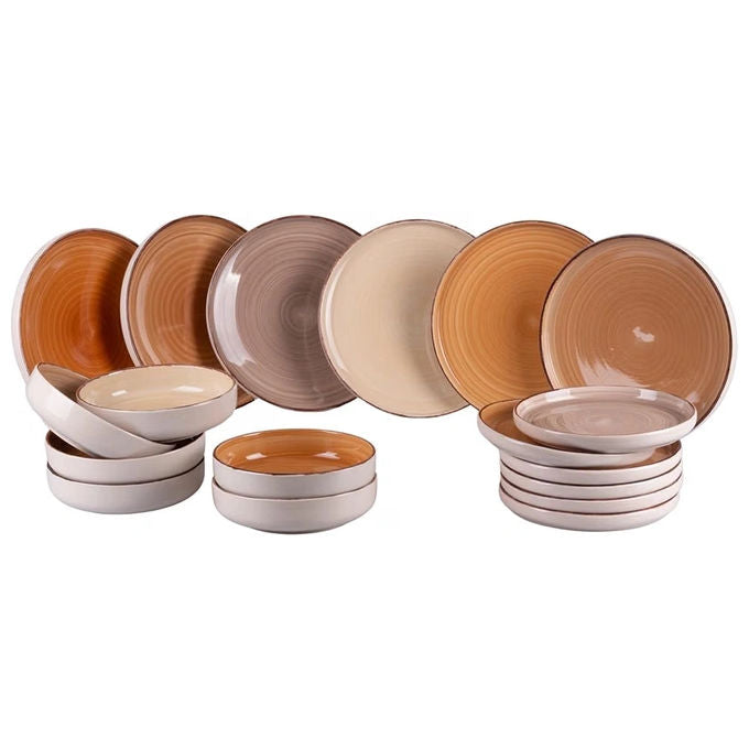 Villa d'Este 5925764 Baita Modern Chocolate Servizio Piatti 18 pezzi Gres Finitura Lucida 6 posti tavola colore Chocolate