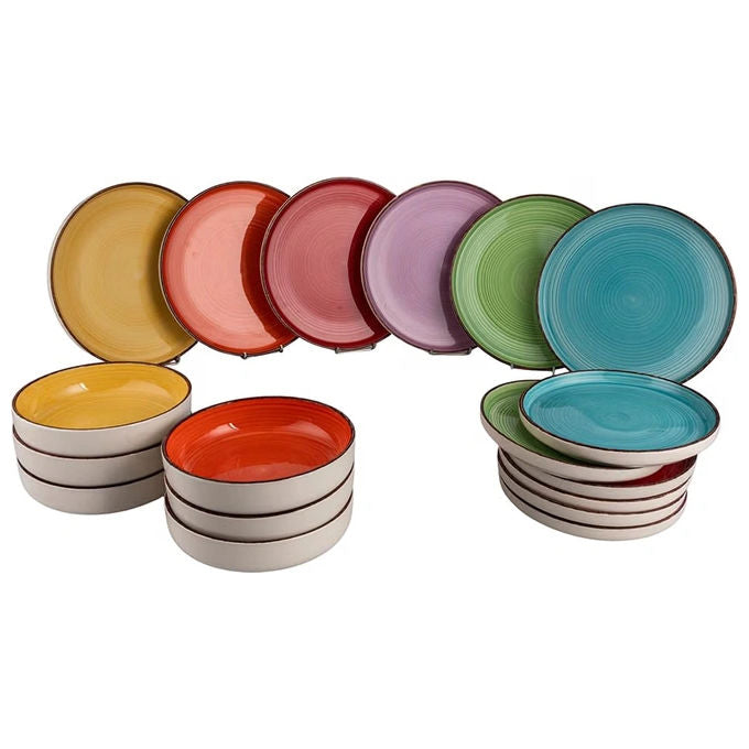 Villa d'Este 5925745 Baita Modern Classic Servizio Piatti 18 pezzi Gres Finitura Lucida 6 posti tavola colore Multicolor