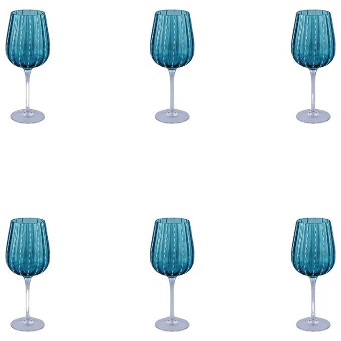 Villa d'Este 5925109 Shiraz Set 6 Calici 500 ml Vetro colore Blu Ocean