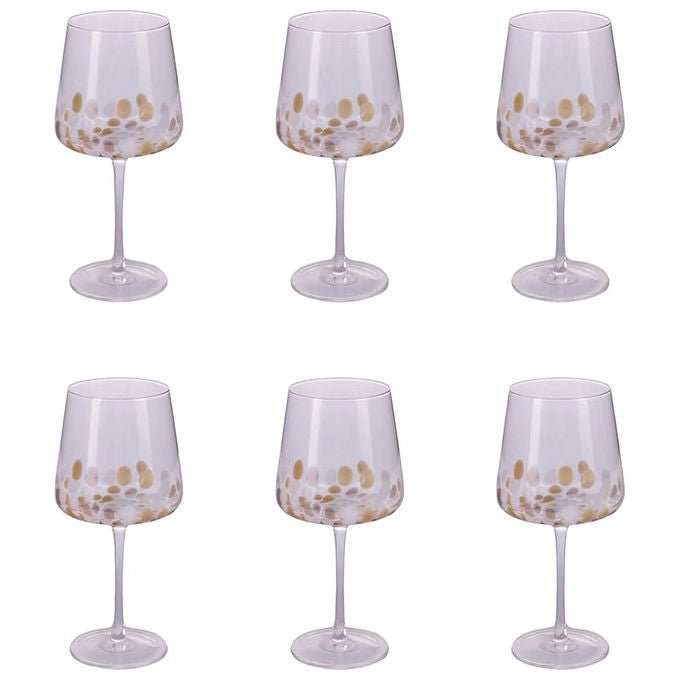 Villa d'Este 5925105 Lilia Gold Set 6 Calici Vino Rosso 630 ml Vetro Finitura Lucida colore Trasparente