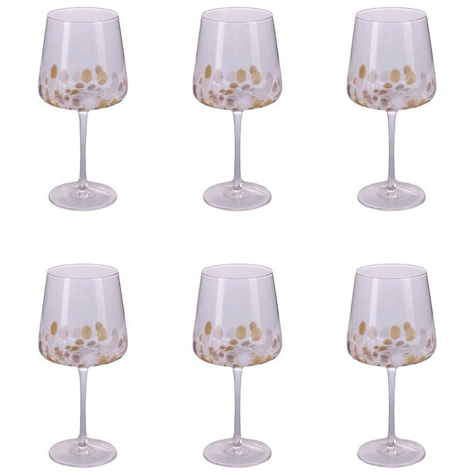 Villa d'Este 5925105 Lilia Gold Set 6 Calici Vino Rosso 630 ml Vetro Finitura Lucida colore Trasparente